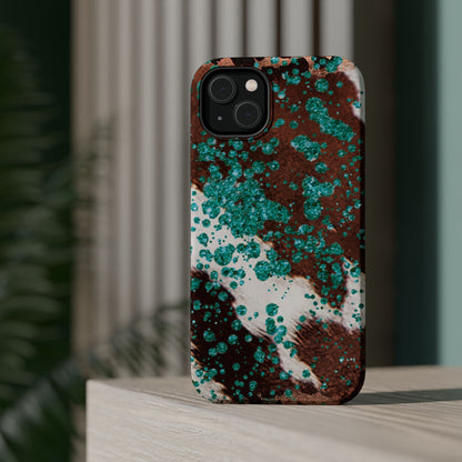 Teal Glitter Cowhide - MagSafe iPhone Series Case