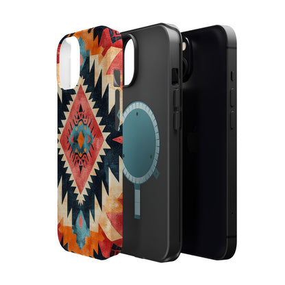 Bold Aztec Pattern Tough MagSafe iPhone Case – Vibrant Geometric Design, Dual-Layer Protection