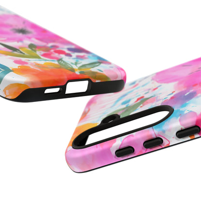 Color Splash Pink & Orange Watercolor Floral - Samsung Galaxy Case