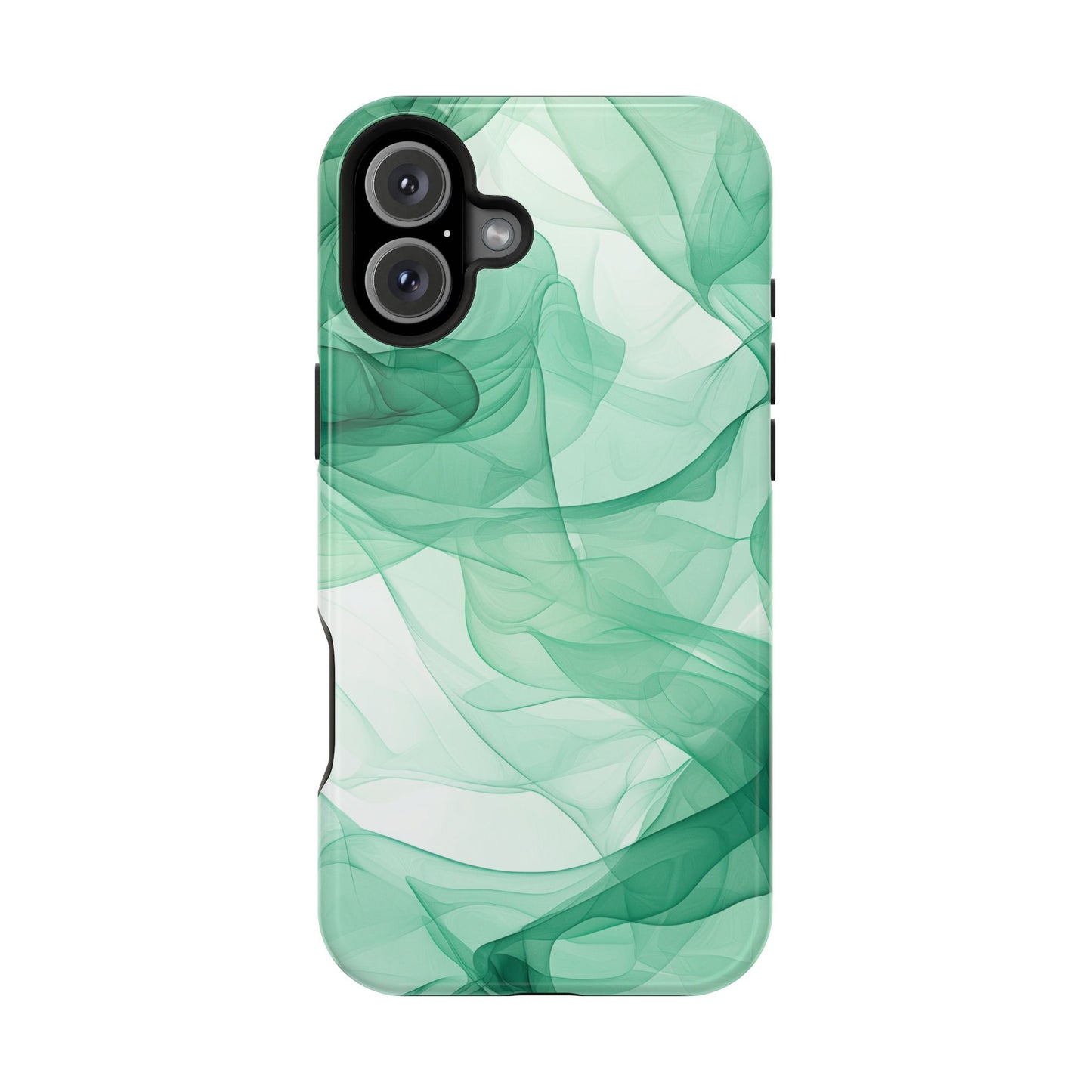 Translucent Flowing Green Fabric MagSafe iPhone Case – Elegant Fluid Design