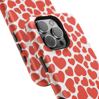 Playful White Hearts on Red MagSafe Case