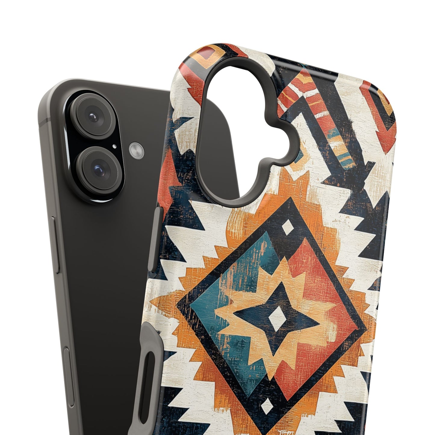 Vintage Southwestern Diamond Tough MagSafe iPhone Case – Rustic Tribal Design, Dual-Layer Protection