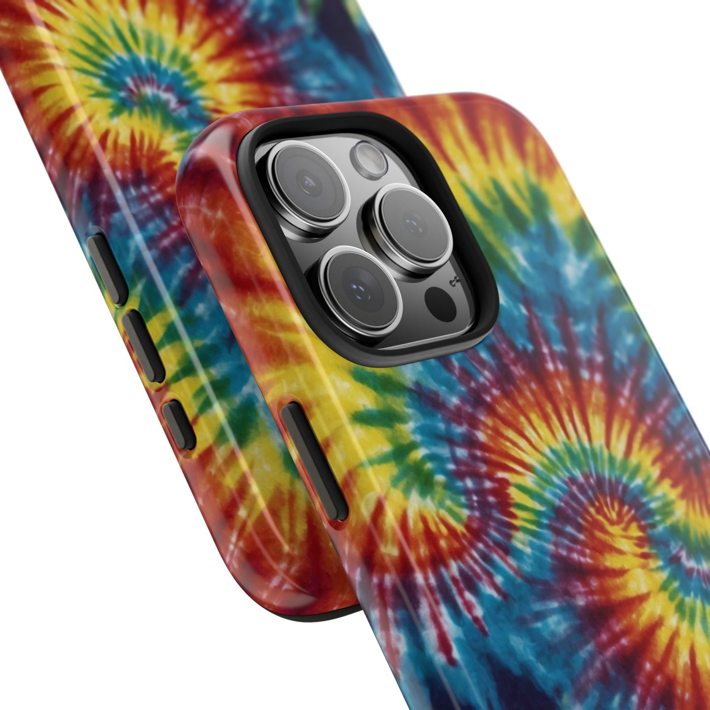 Retro Tie-Dye Swirl iPhone Case – Rainbow Spiral Design