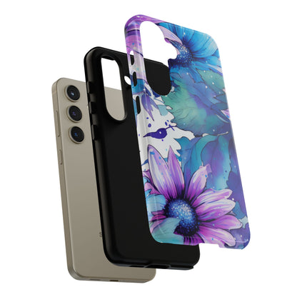 Purple & Teal Watercolor Floral Samsung Galaxy Case - Artistic Flower Design