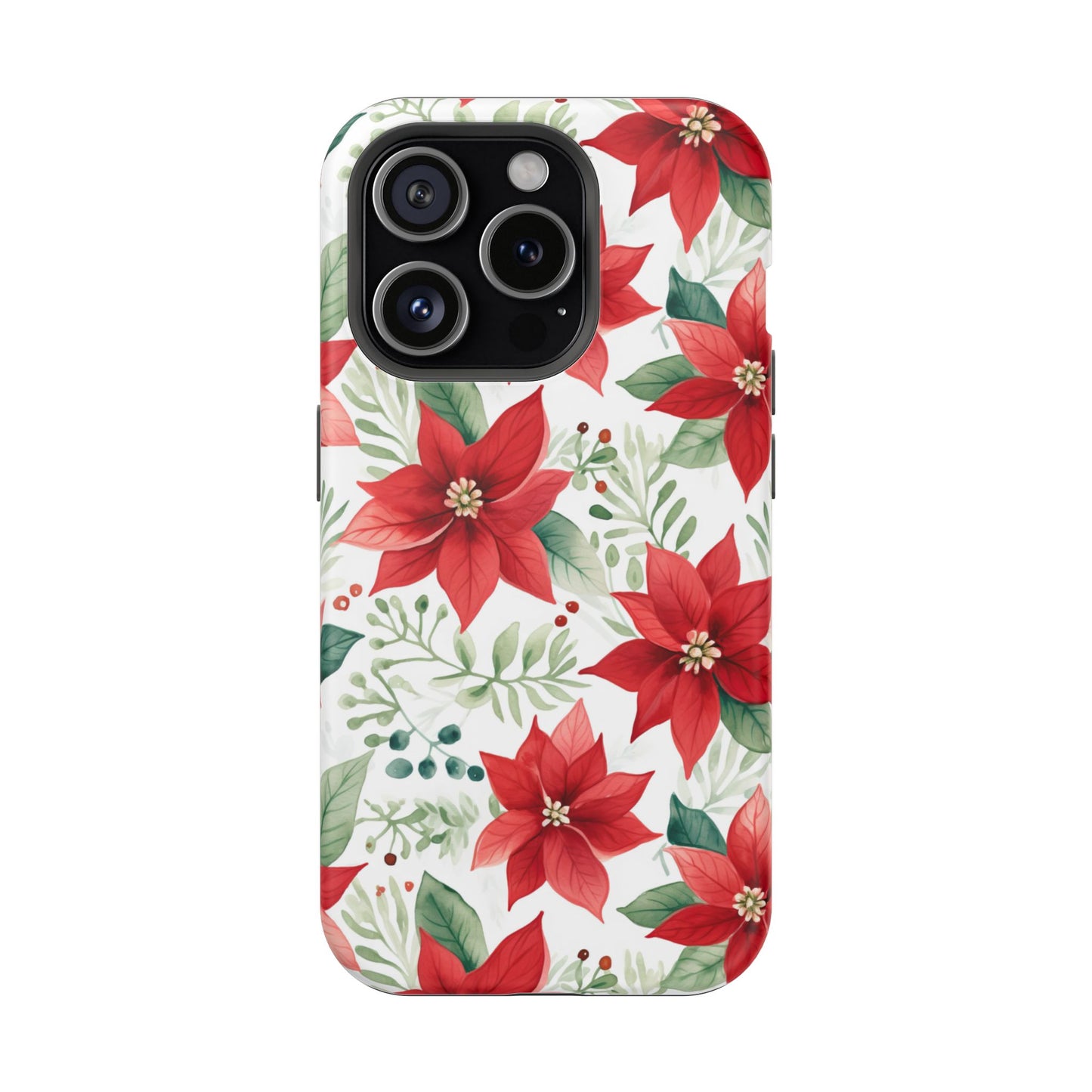 Festive Poinsettia Holiday Pattern – MagSafe iPhone Series Case