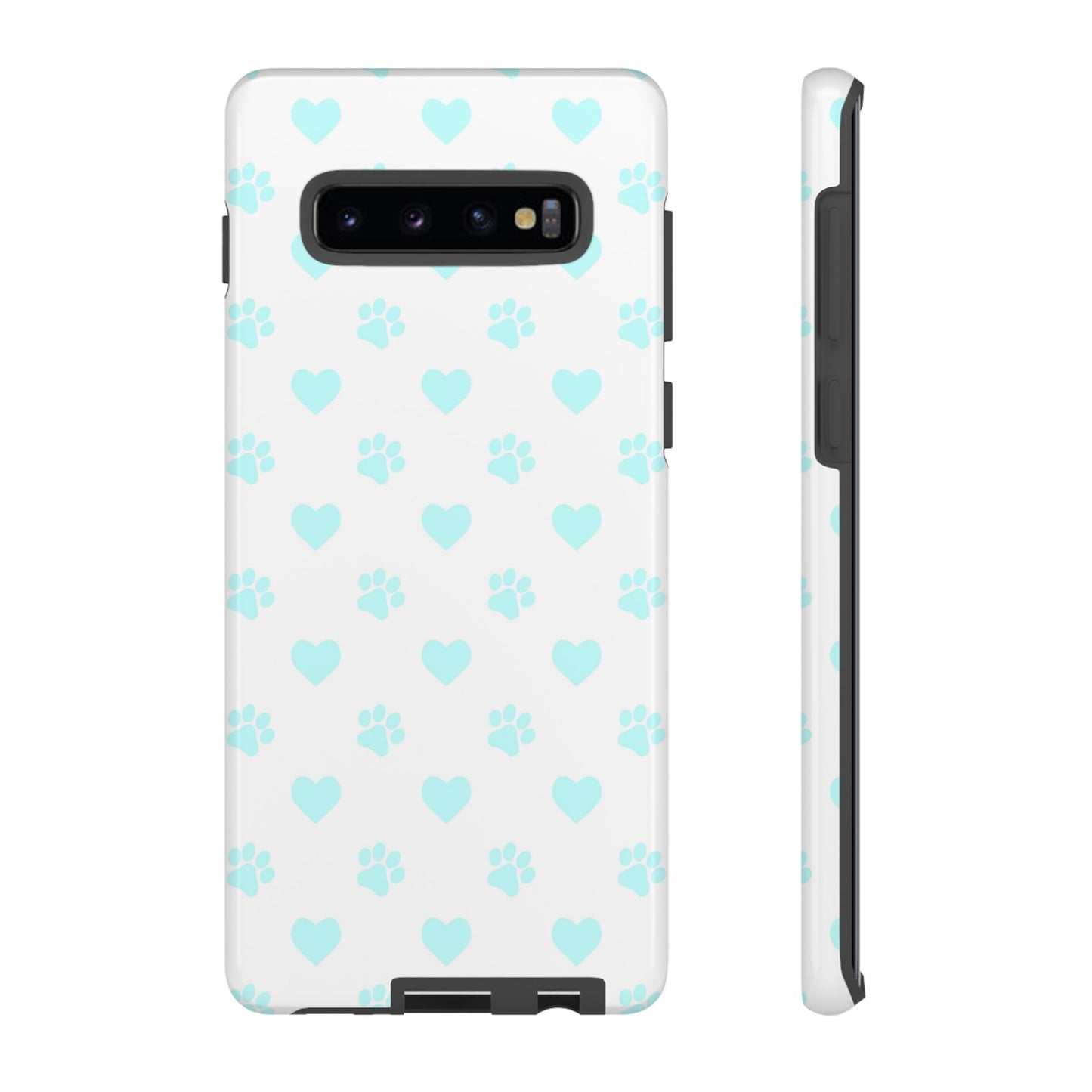 Samsung Galaxy Case - Aqua Paw Print & Heart Design