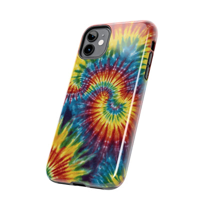 Retro Tie-Dye Swirl iPhone Case – Rainbow Spiral Design