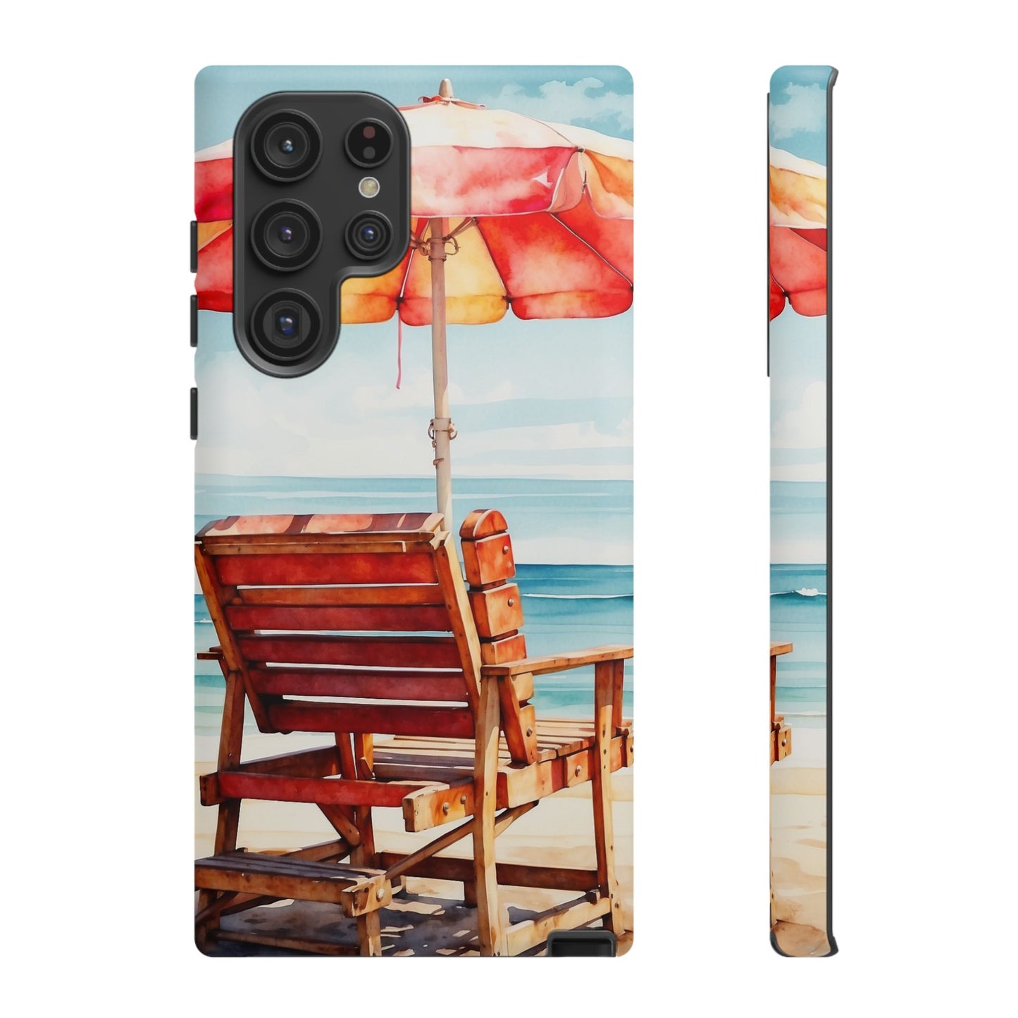 Beachfront Sunset Lounge Samsung Galaxy Case – Vibrant Watercolor Design