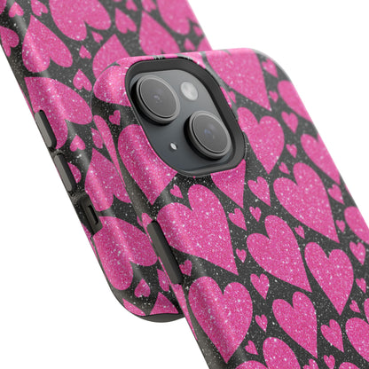 Glitter Hearts MagSafe iPhone Case