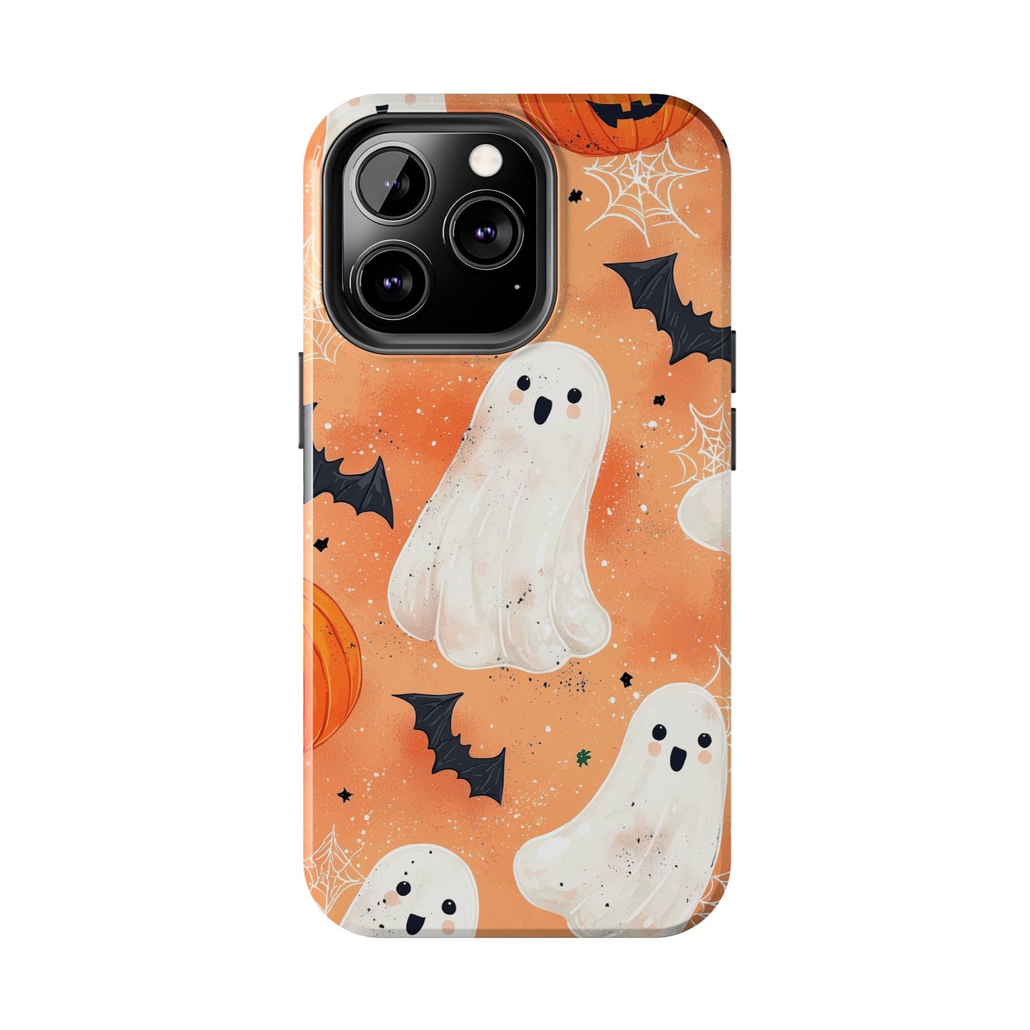 Spooky Cute Ghost iPhone Case – Halloween Ghosts, Pumpkins, Bats & Cobwebs Design