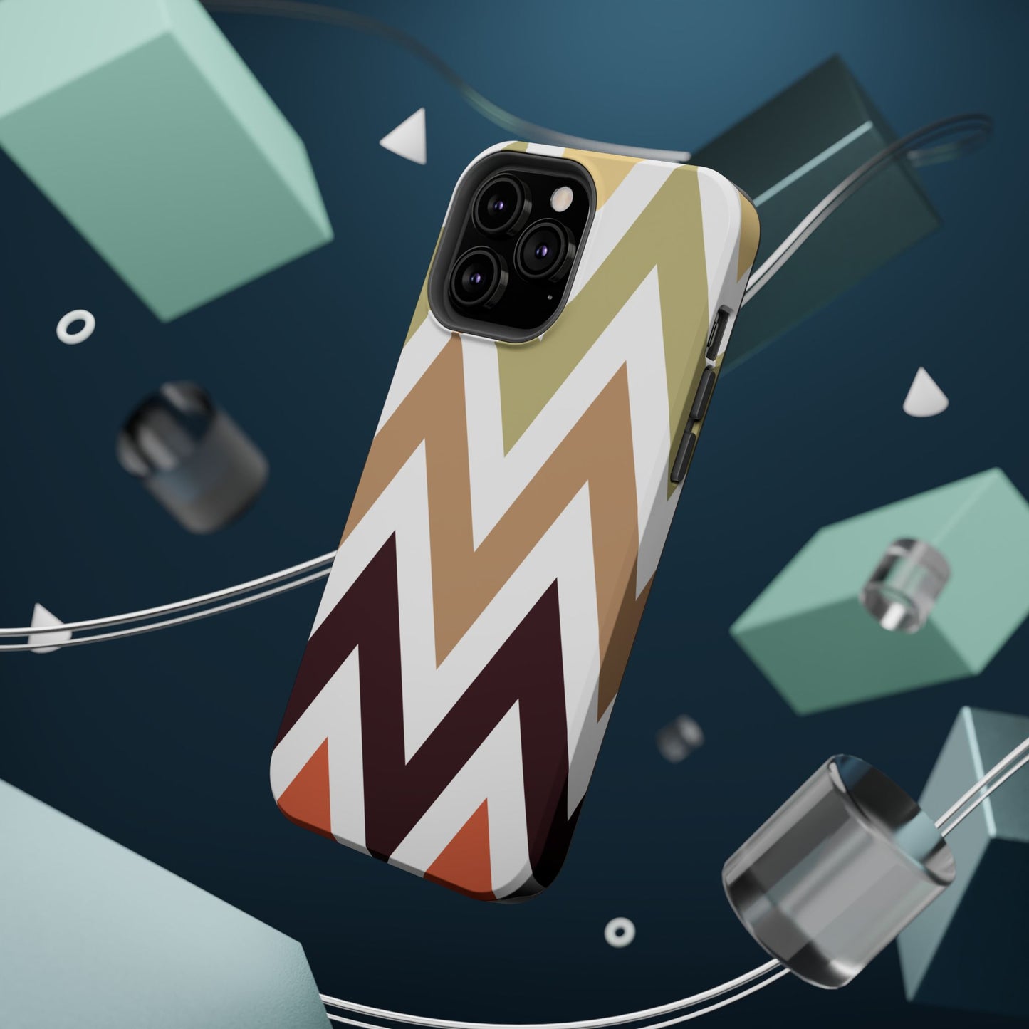 Earthy Chevron MagSafe iPhone Case – Boho-Inspired Design with Dual-Layer Protection