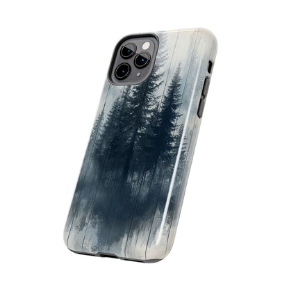 Rustic Pine Forest iPhone Case - Blue Toned Woodland Country Design