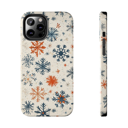 Rustic Orange and Blue Snowflake Pattern – iPhone Series Case