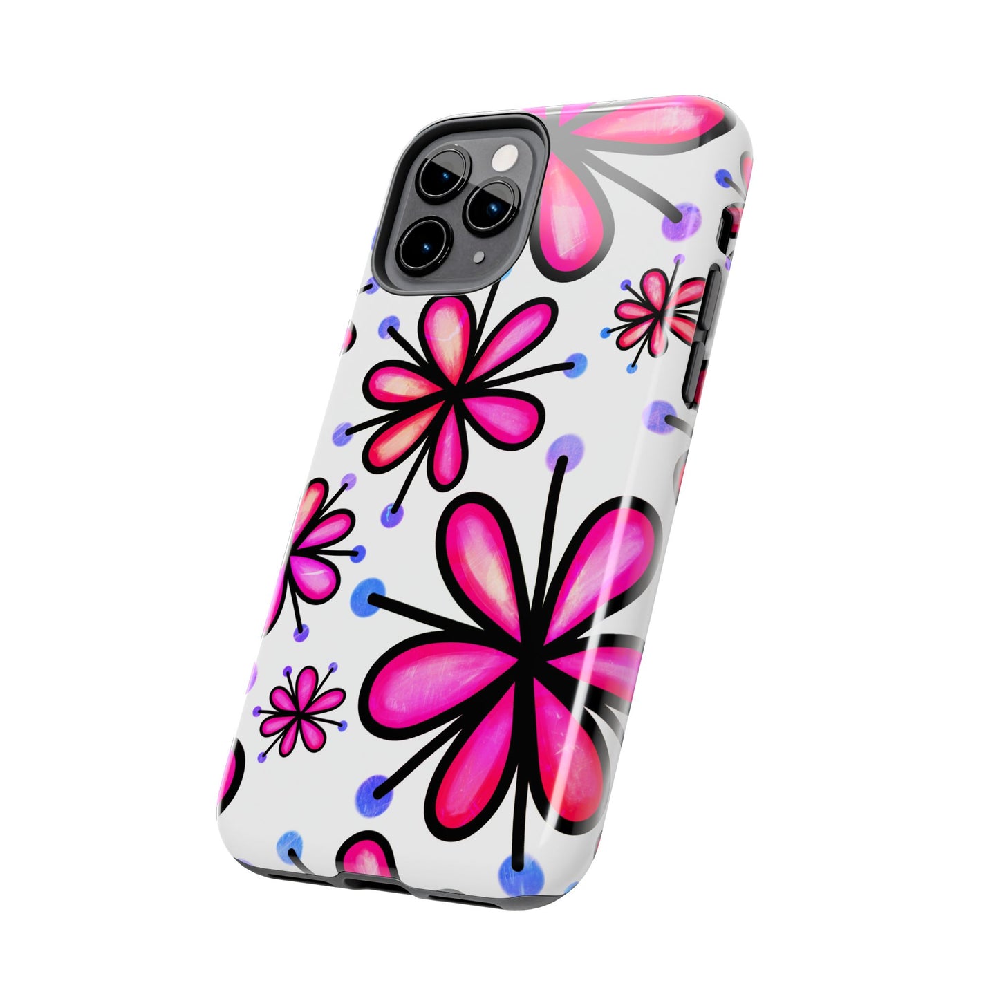 Pink Retro Bloom iPhone Case – Ultra-Slim Design, Glossy Finish