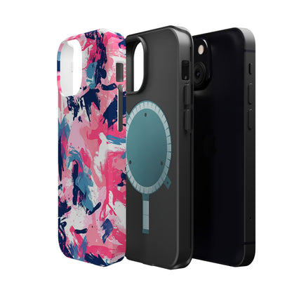 Vibrant Pink & Navy Abstract Splash – MagSafe iPhone Case