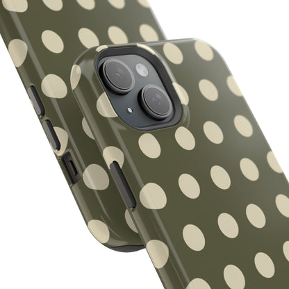 Vintage Green & Cream Polka Dots – MagSafe iPhone Case