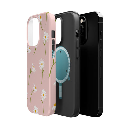 Daisy Delight Tough MagSafe iPhone Case – Cute Floral Design with Dual-Layer Protection