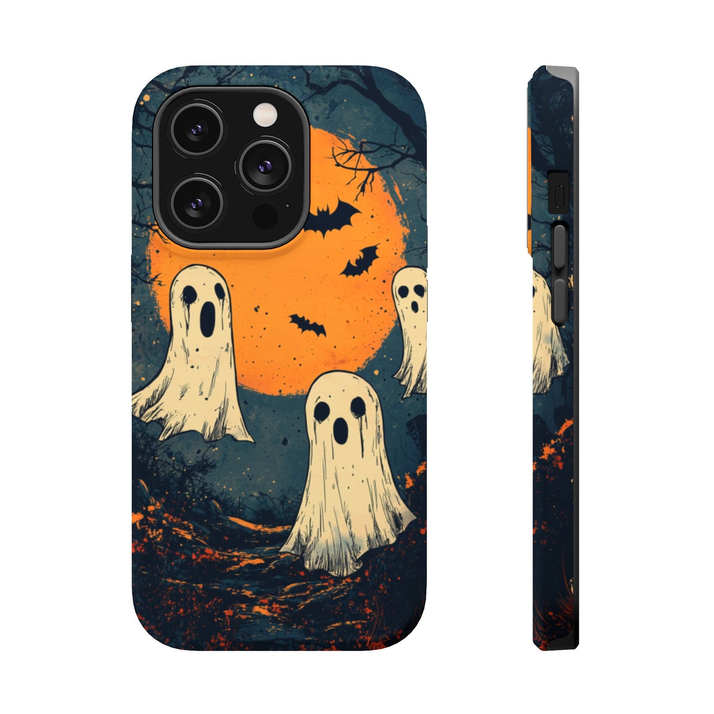 Haunted Ghosts & Full Moon MagSafe iPhone Case – Spooky Halloween Design