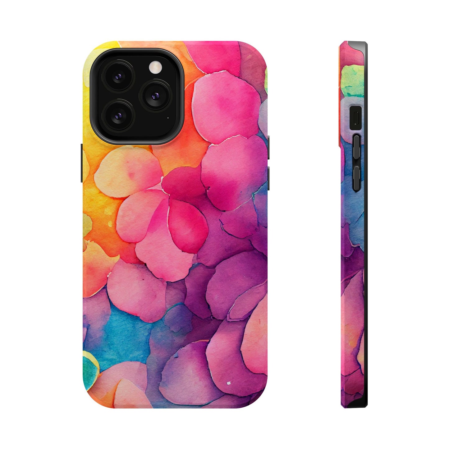 Sunset Petals Watercolor MagSafe iPhone Case – Slim Design, Glossy Finish