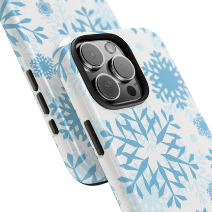 Frosty Blue Snowflakes iPhone Case – Shockproof, Smooth Matte Finish, Dual-Layer Design