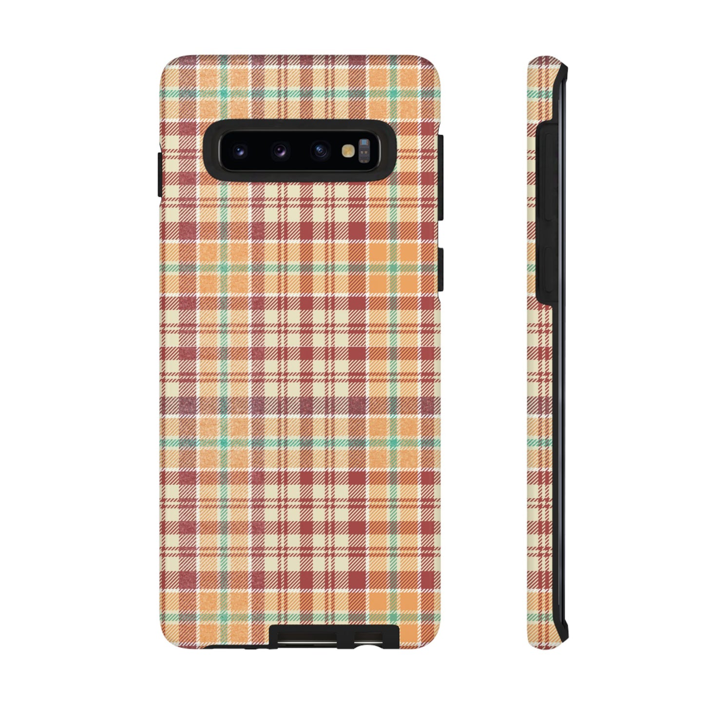 Retro Chic Plaid Samsung Galaxy Case in Red, Orange, Green & Cream – Timeless Vintage Design