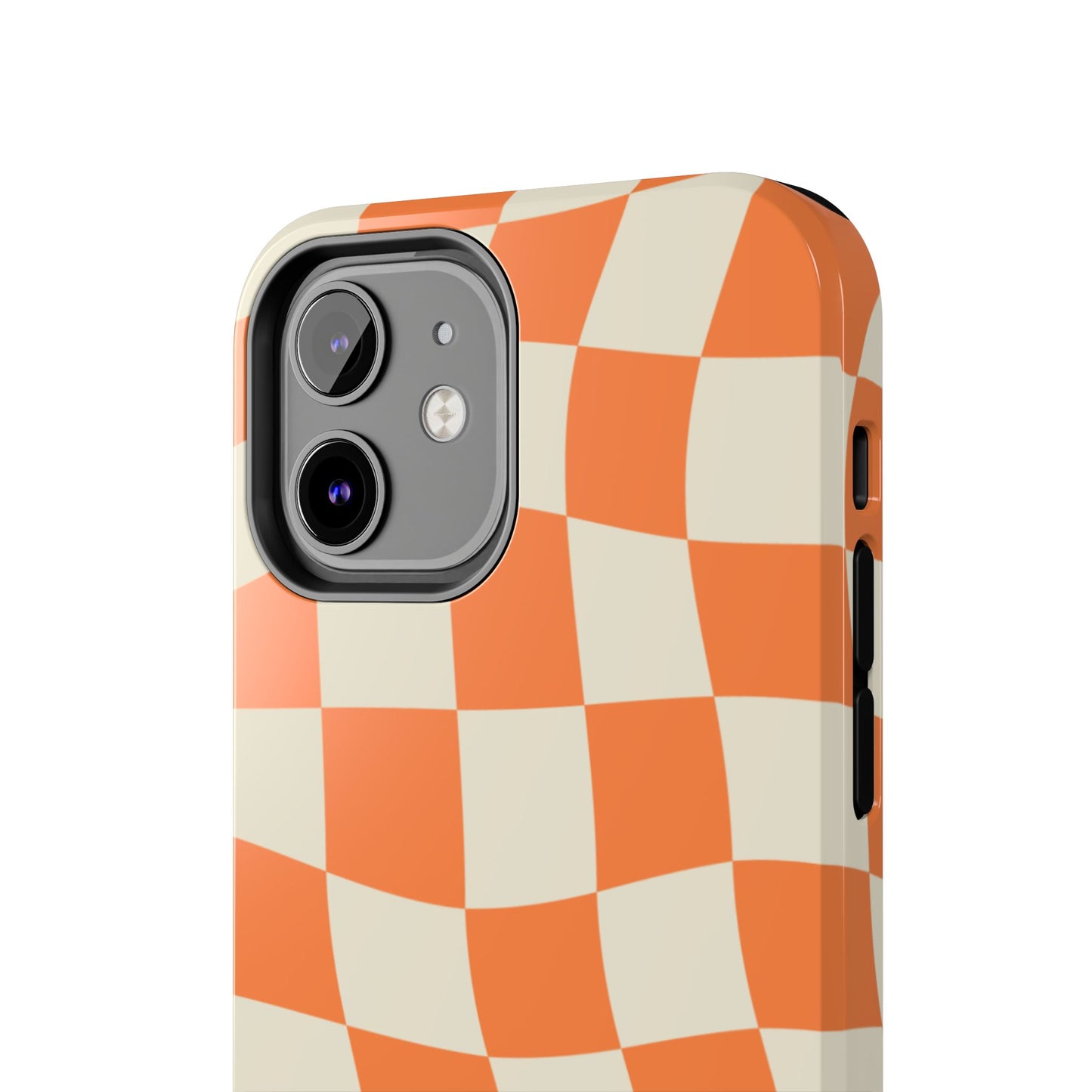 Wavy Retro Checkerboard iPhone Case – Shockproof, Matte Finish, Dual-Layer Protection