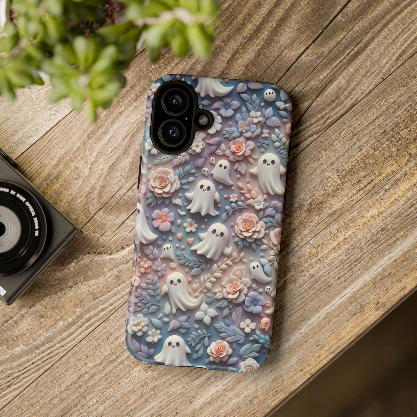 Ghosts Flowers Phone Case - Enchanting Ethereal Clay Autumn and Halloween Aesthetic - Fits All iPhones, Samsung Galaxy, & Google Pixel - BOGO Cases