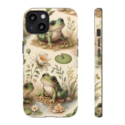 Cute Frogs Phone Case - Pond Pals Frolic - Charming Frog Lily Pad Phone Case for iPhone, Google & Samsung! Great Gift For Any Frog Lover!