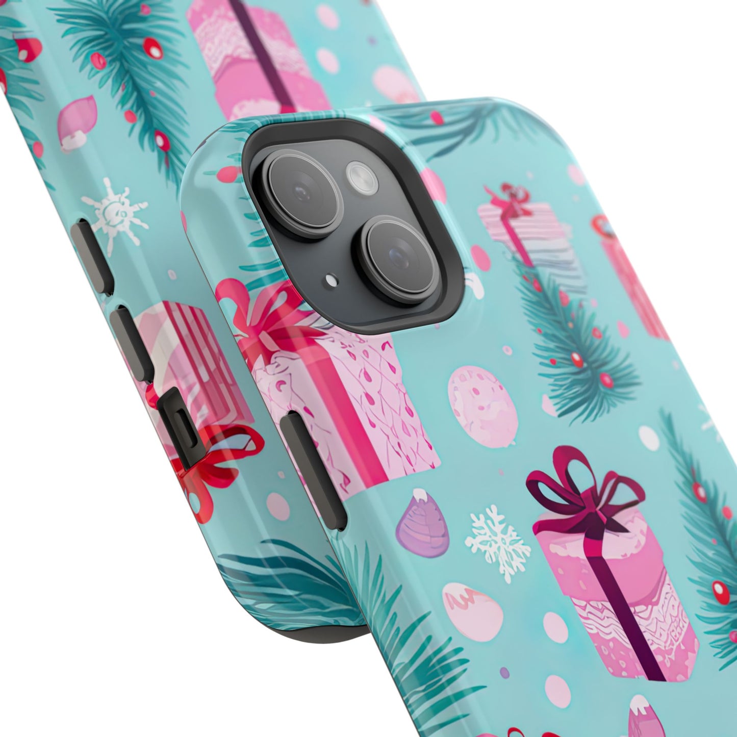 Festive Pink Christmas Gifts and Evergreen MagSafe iPhone Case – Holiday Theme, Protective Cover