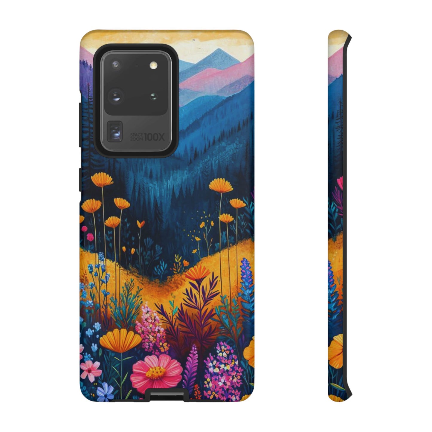 Vibrant Wildflower Mountain Samsung Galaxy  Case – Bold Nature Art, Dual-Layer Protection