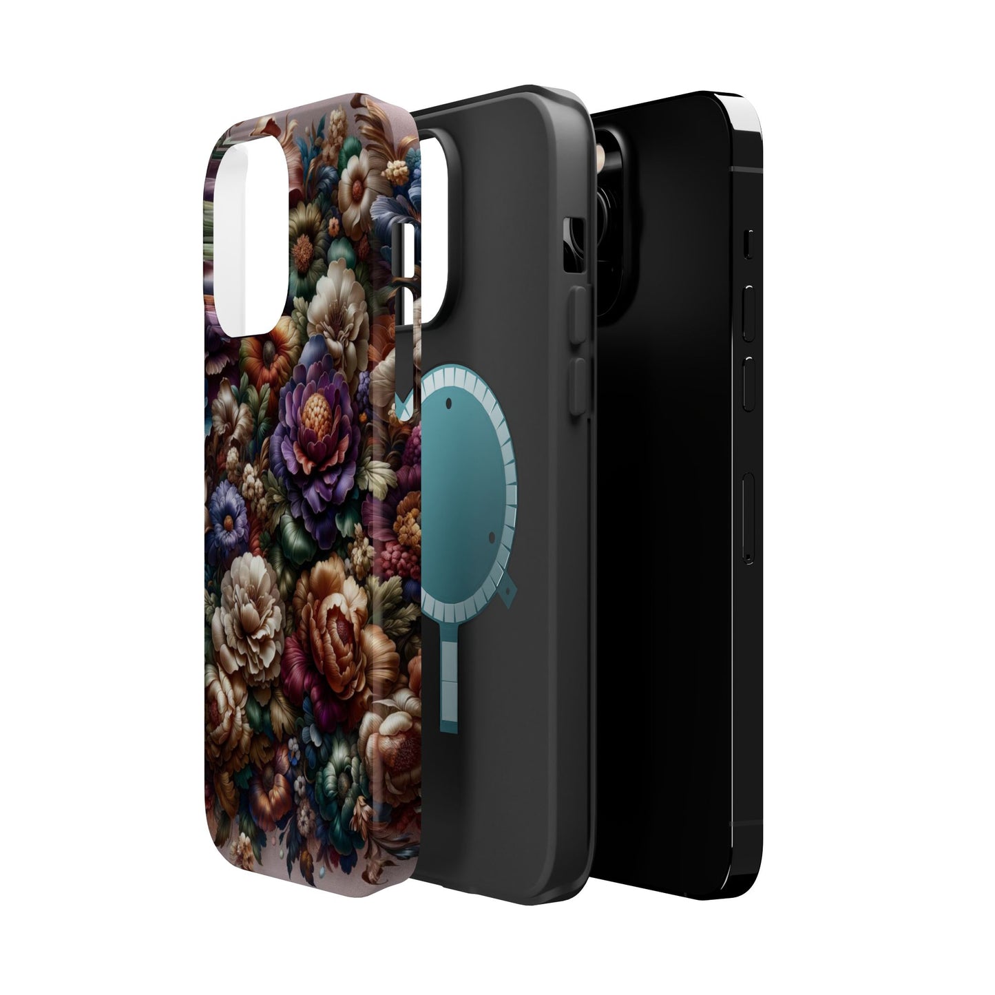 Floral Elegance MagSafe Compatible iPhone Case – Protective Dual-Layer Design with Vibrant Full-Wrap Print