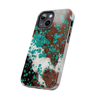 Teal Glitter Cowhide - iPhone Series Case