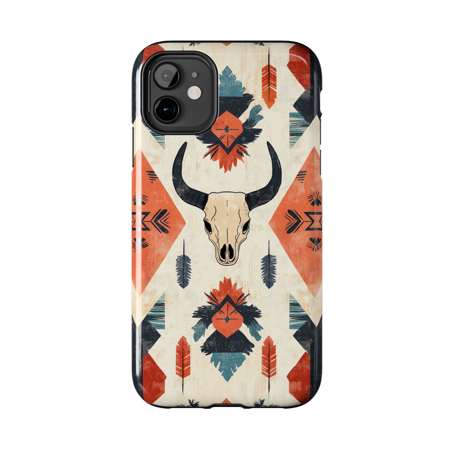 Southwestern Boho Skull Tough iPhone Case – Durable Matte Finish, Dual - Layer Protection - BOGO Cases