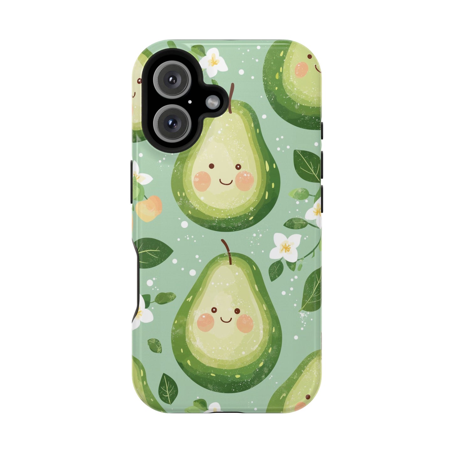 Smiling Avocados Tough MagSafe iPhone Case – Cute Avocado Design, Dual-Layer Protection