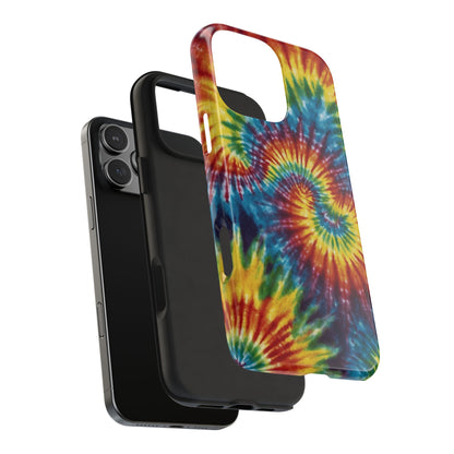 Retro Tie-Dye Swirl iPhone Case – Rainbow Spiral Design