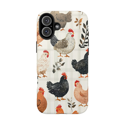 iPhone Case: Vintage Chicken & Leaves – Farmhouse Style Case