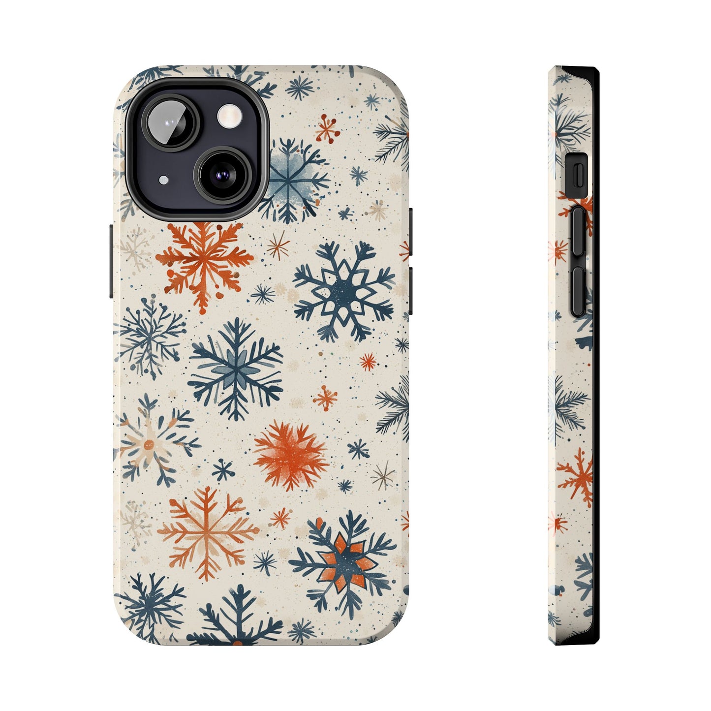 Rustic Orange and Blue Snowflake Pattern – iPhone Series Case