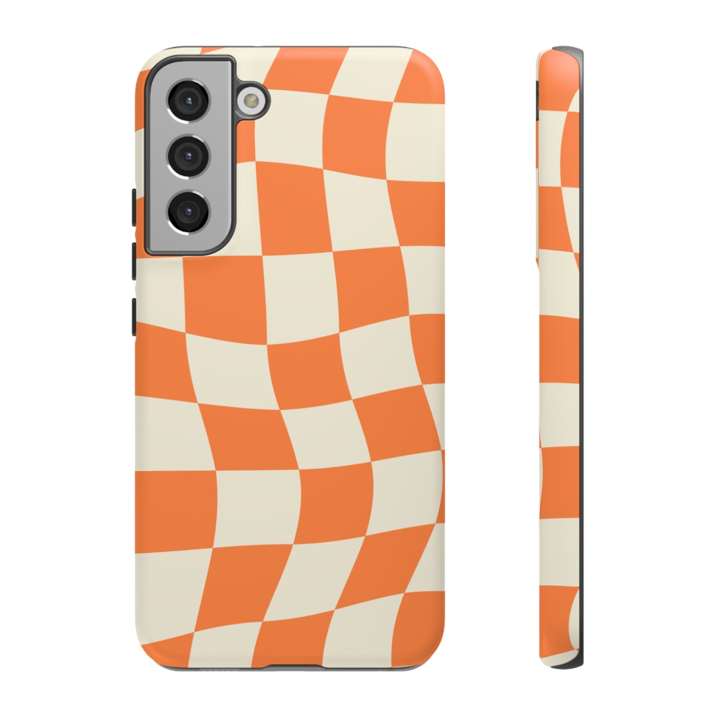 Wavy Retro Checkerboard Samsung Galaxy Case – Shockproof, Matte Finish, Dual-Layer Protection