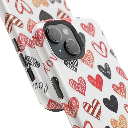 MagSafe Case: Hand-Drawn Hearts & Love