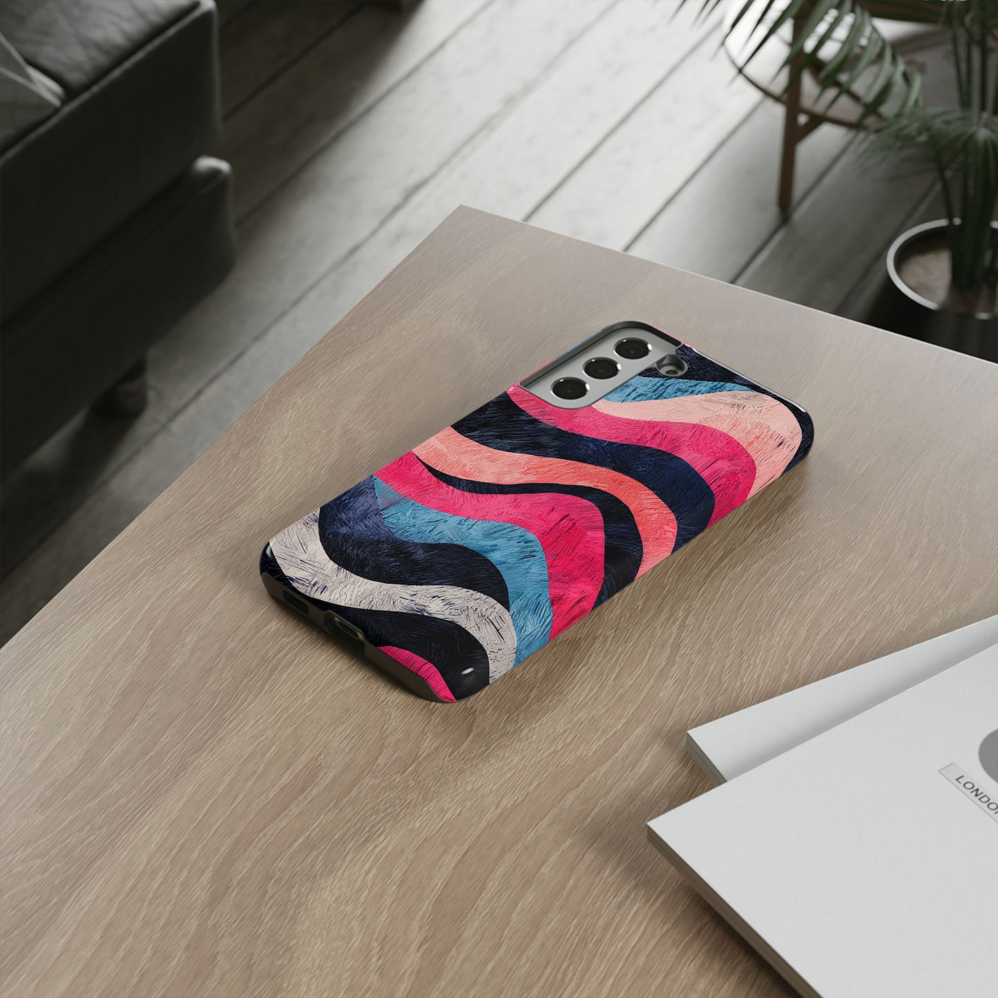 Abstract Wave Pattern Samsung Galaxy Case – Shockproof, Matte Finish, Dual-Layer Protection