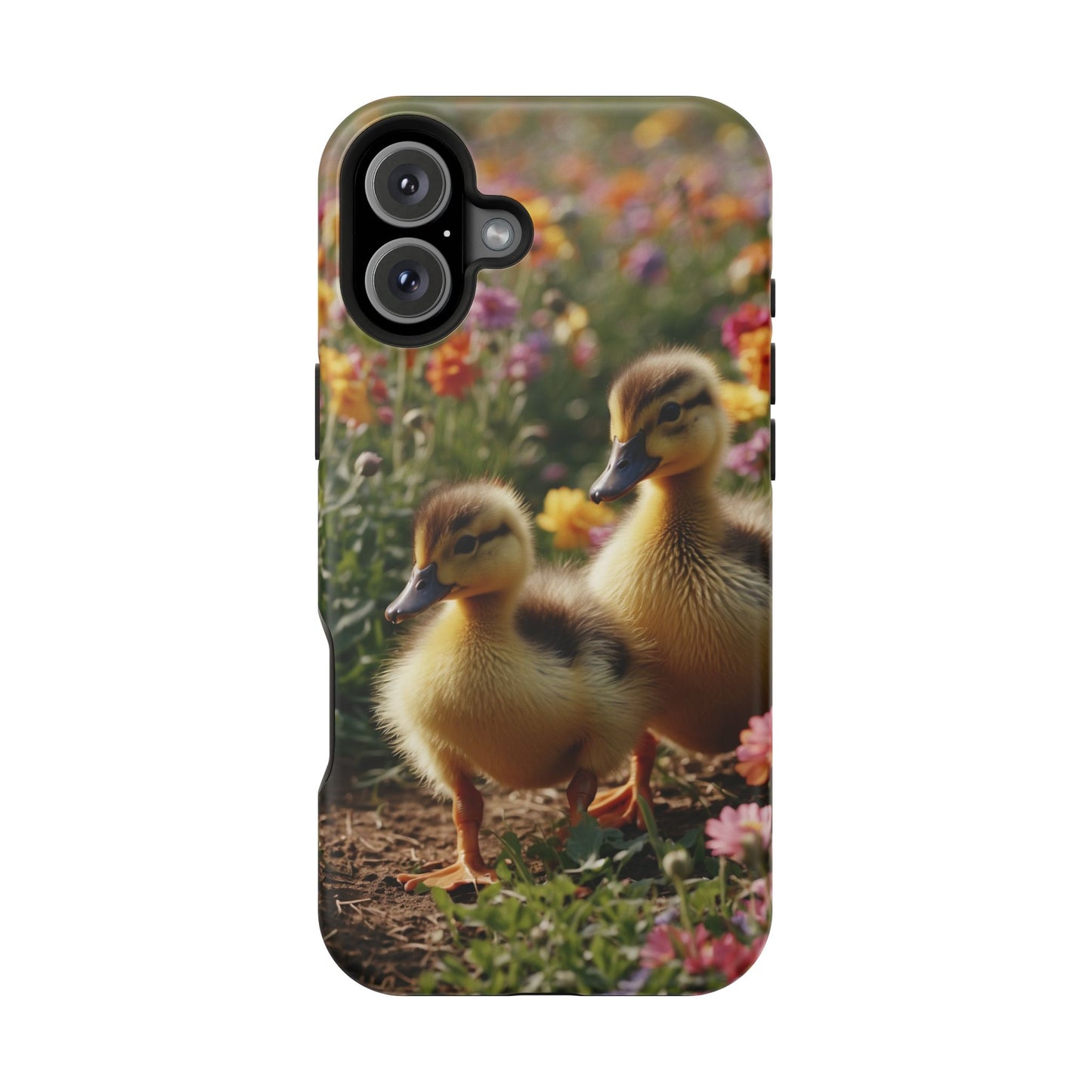 Charming Ducklings in Floral Garden - MagSafe iPhone Case