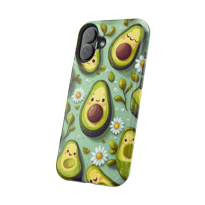 Cute Avocado MagSafe iPhone Case – Adorable Kawaii Avocados with Daisies, Shock-Resistant