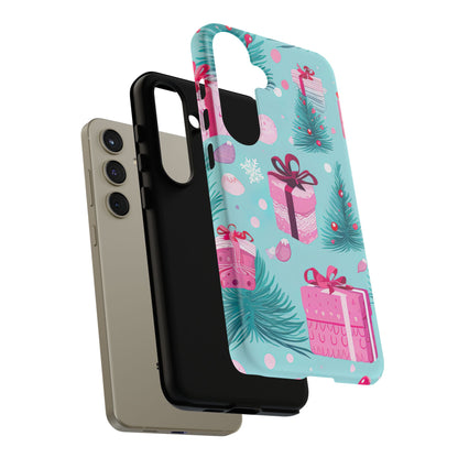 Festive Pink Christmas Gifts and Evergreen Samsung Galaxy Case – Holiday Theme, Protective Cover