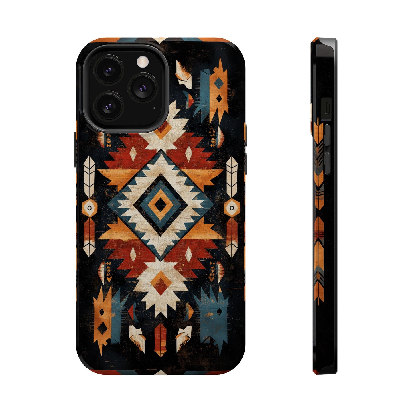 Southwestern Arrow & Diamond Tough MagSafe iPhone Case – Bold Tribal Design, Dual-Layer Protection