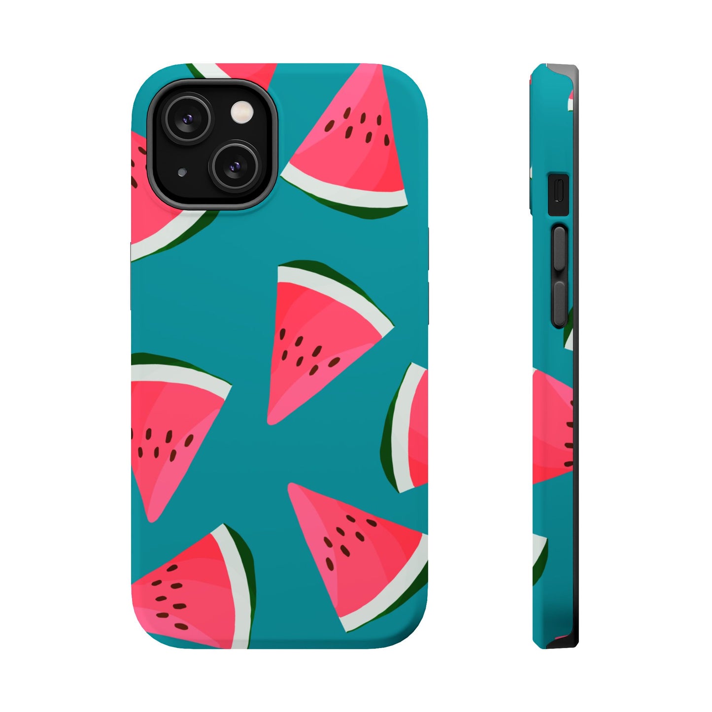 Watermelon Bliss MagSafe iPhone Case – Vibrant Summer Fruit Design on Teal Background