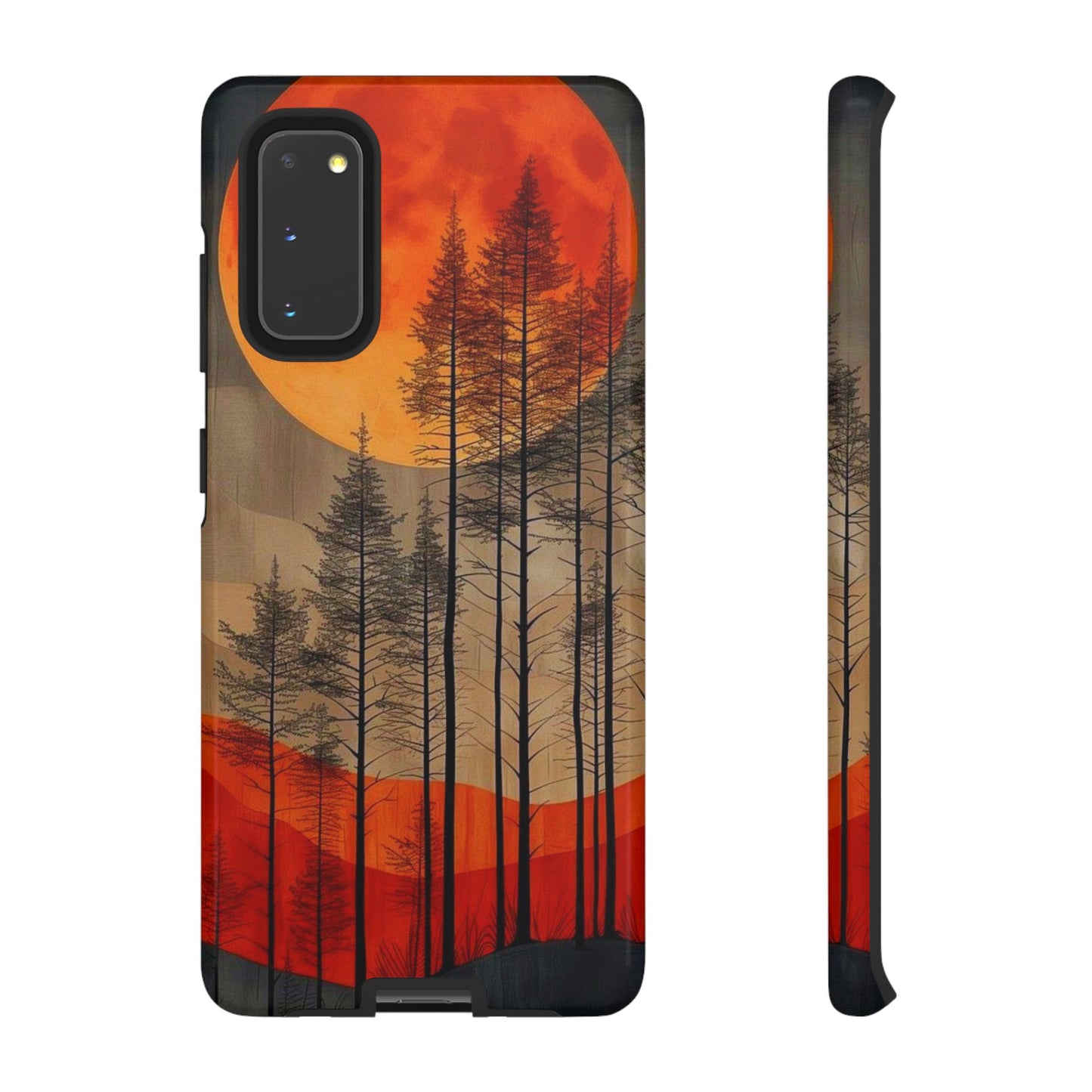 Moody Forest Moonrise Samsung Galaxy Case – Dark Landscape Design, Dual-Layer Protection