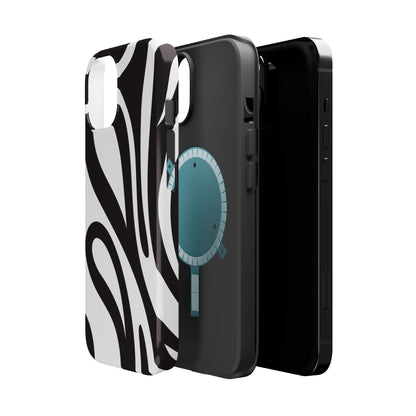 Modern Black and White Abstract Tough MagSafe iPhone Case – Bold Graphic Pattern with Dual-Layer Protection