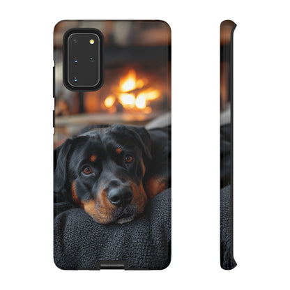 Warm Rottweiler by the Fireplace Samsung Galaxy Case – Rustic Charm for Dog Lovers