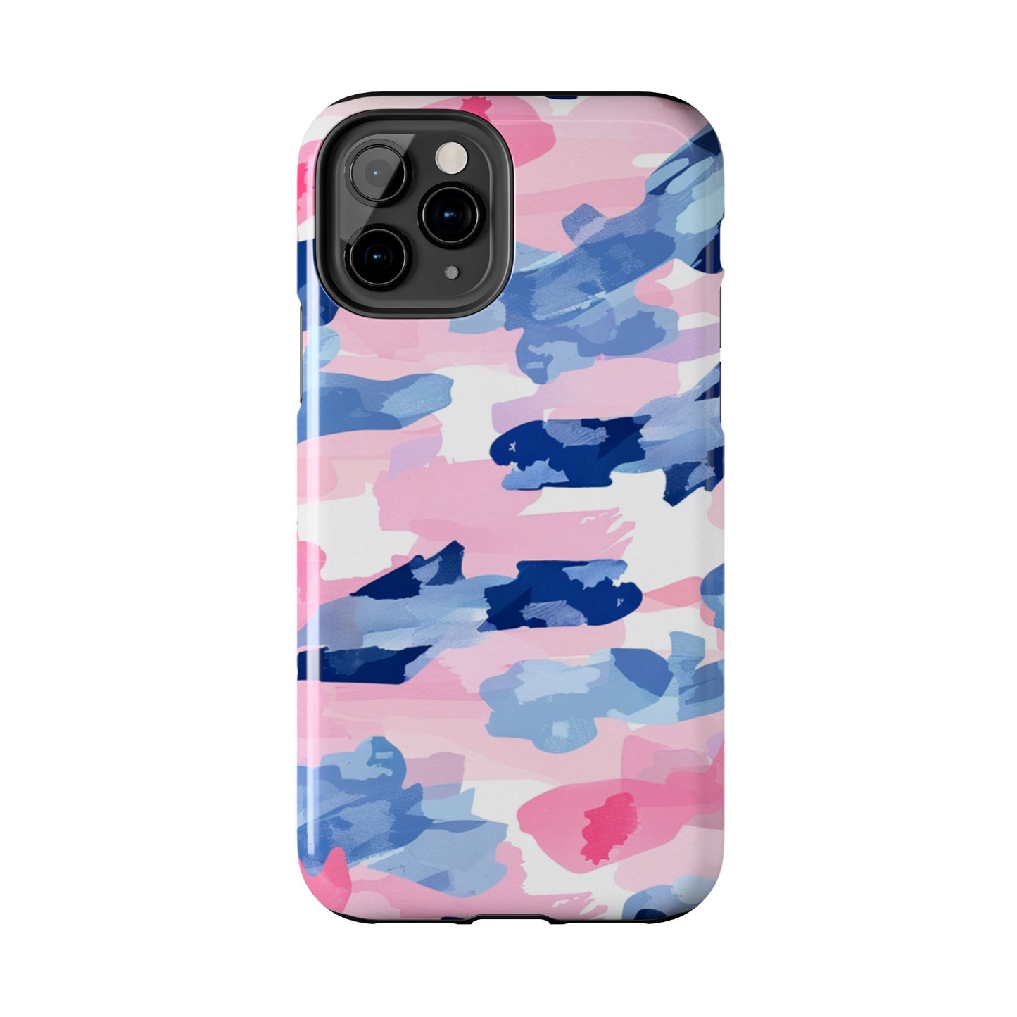 iPhone Case: Dynamic Pink & Navy Brushstroke Art