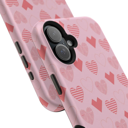 Striped Hearts MagSafe iPhone Case